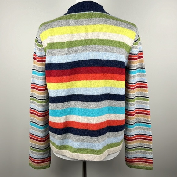 Express Jeans Lambswool Full Zip Stripe Multicolor Sweater Indie Y2K 90’s Sz L - Picture 6 of 14